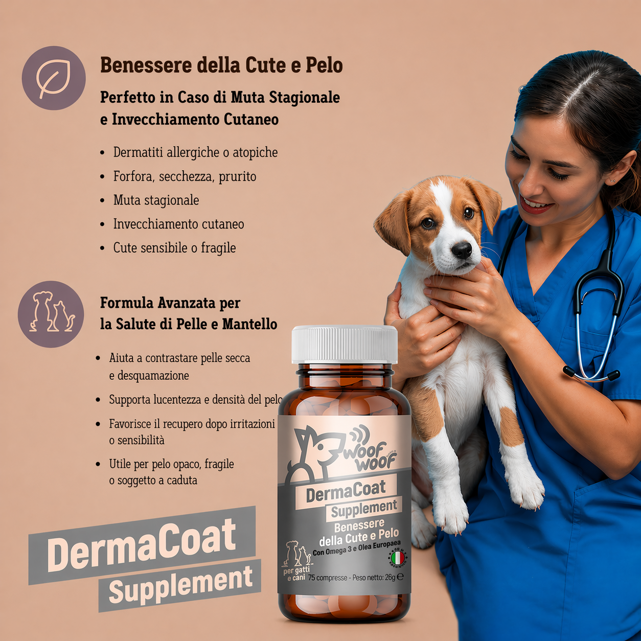Integratore Per Pelo E Cute – 75 compresse WOOF WOOF