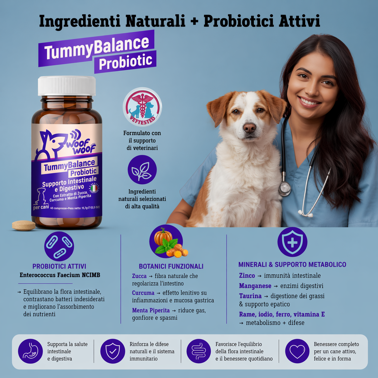 Probiotico Per La Digestione – 45 compresse WOOF WOOF