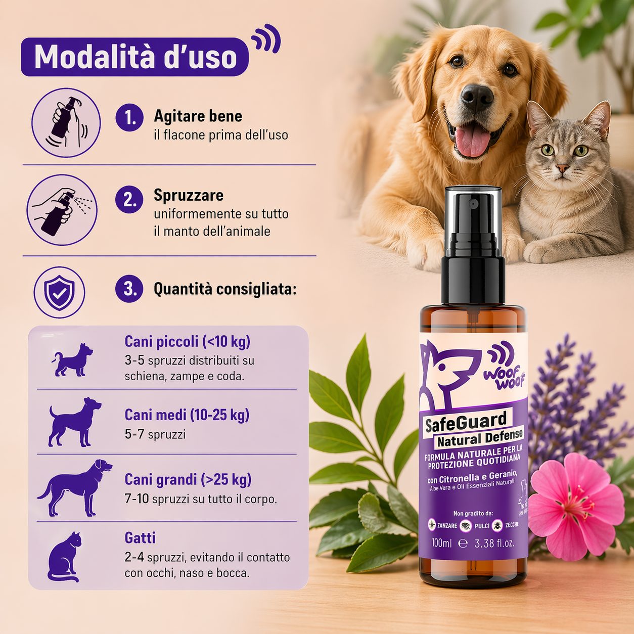 Spray Protettivo Insetti – 100ml WOOF WOOF