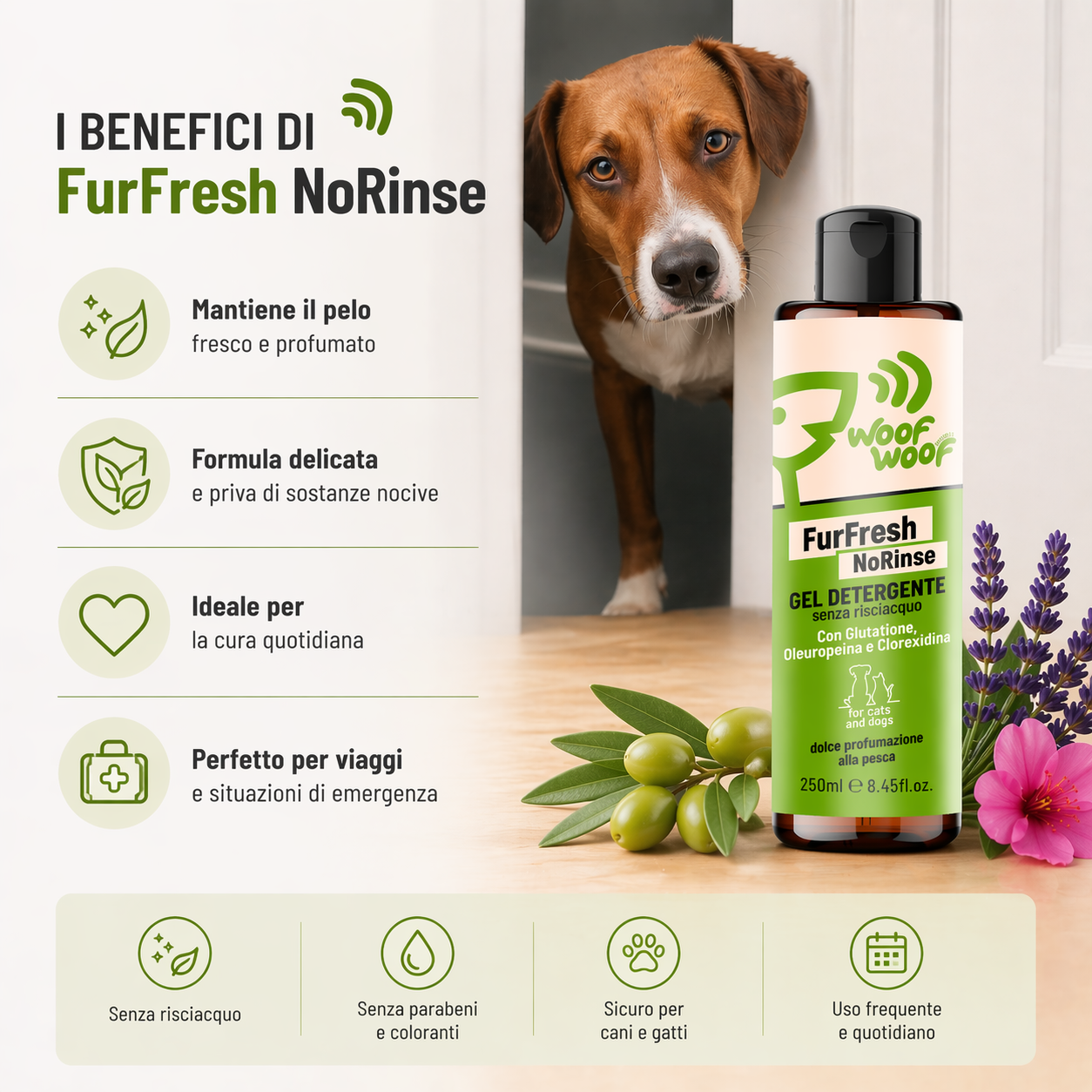 Shampoo Gel Senza Risciacquo – 250ml WOOF WOOF