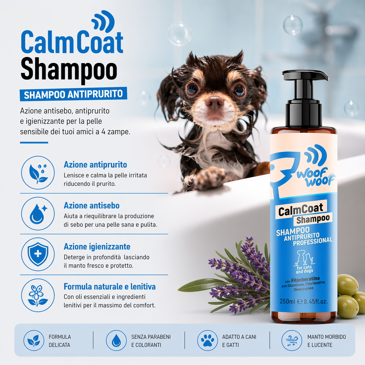 Shampoo Antisebo E Antiprurito – 250ml WOOF WOOF