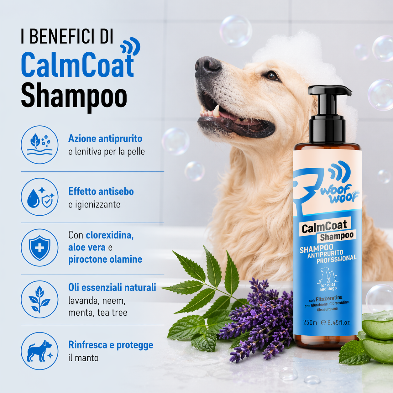 Shampoo Antisebo E Antiprurito – 250ml WOOF WOOF