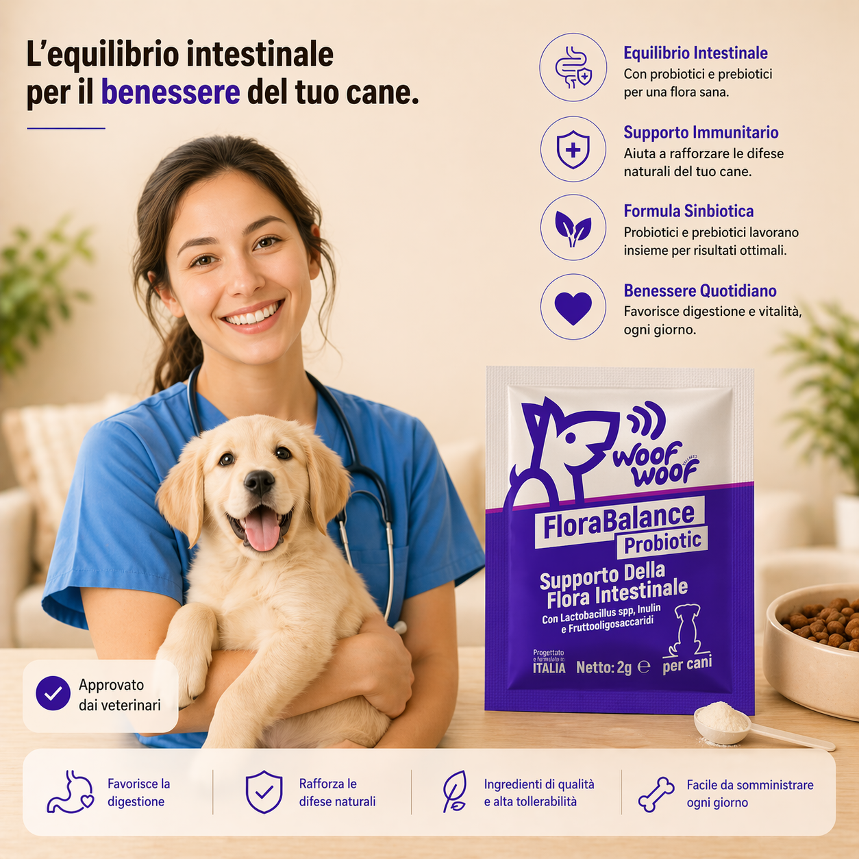 Probiotico Per Cani – 15 bustine/30gr WOOF WOOF