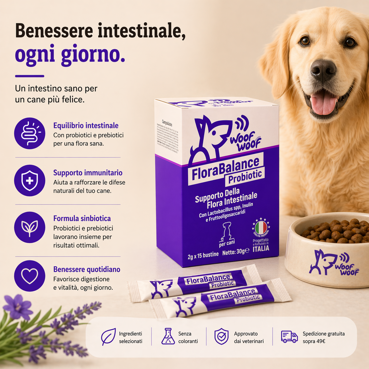 Probiotico Per Cani – 15 bustine/30gr WOOF WOOF