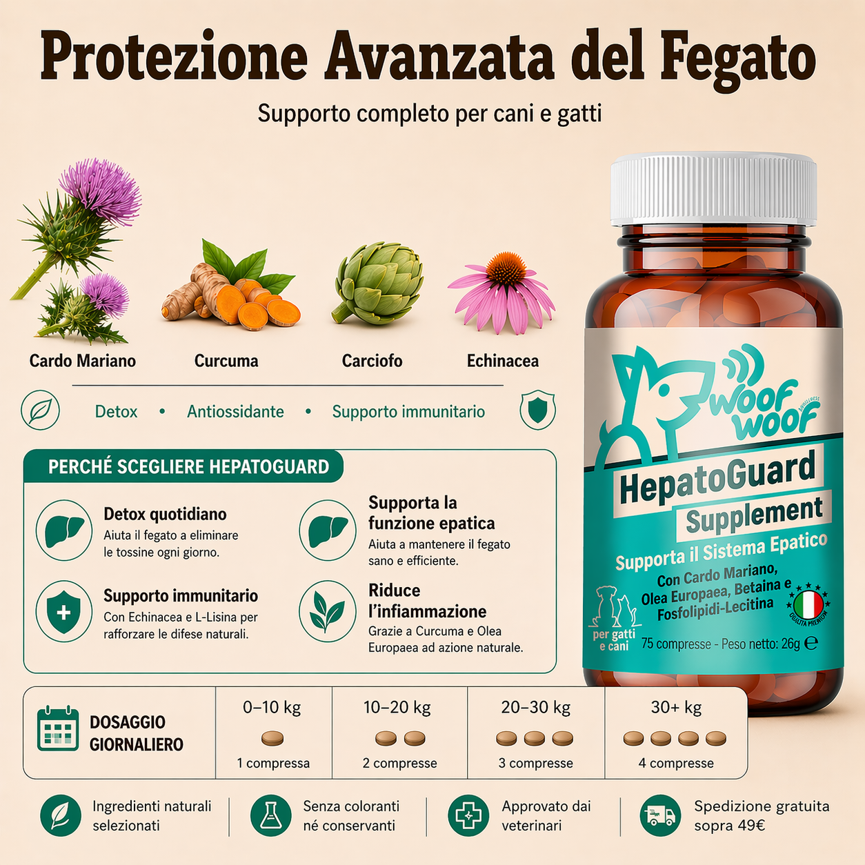 Integratore Per Il Fegato – 75 compresse WOOF WOOF