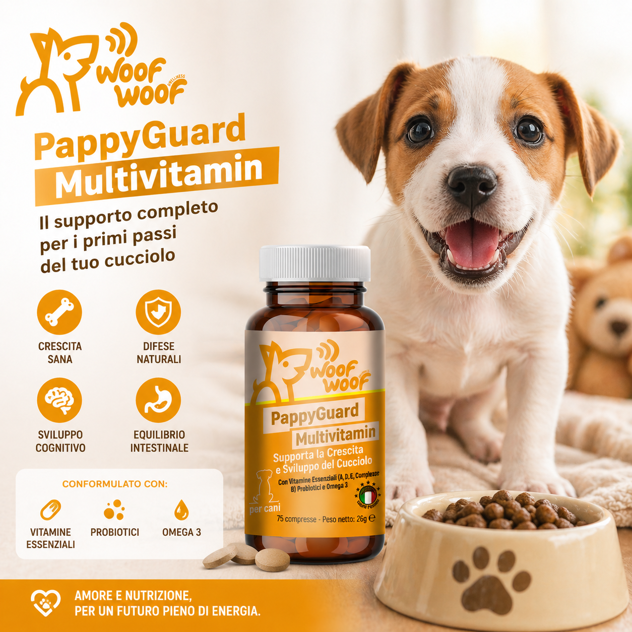 Multivitaminico Per Cuccioli – 75 compresse WOOF WOOF